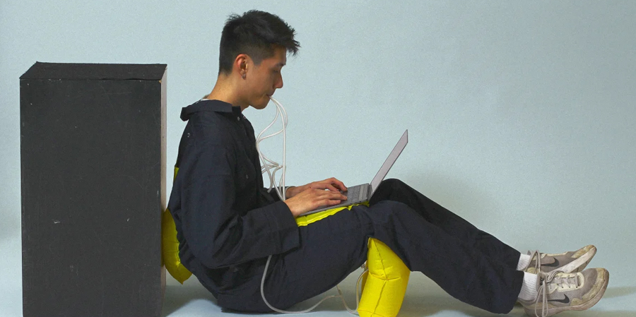 Work-from-home fashion gets a radical makeover with inflatable backrests and built-in keyboards